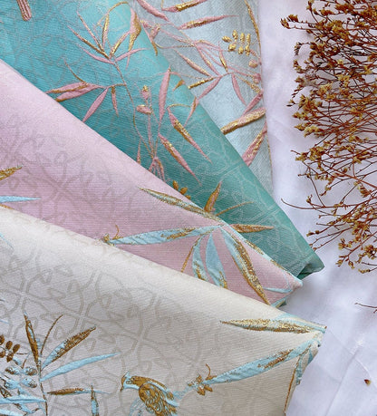 Bird & Bamboo Jacquard Fabric: 3D Relief Upholstery, 59" Wide
