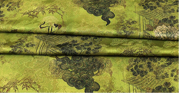 Tissu satin de soie couleur thé : 150 cm de large, impression numérique, pour ameublement de costumes
