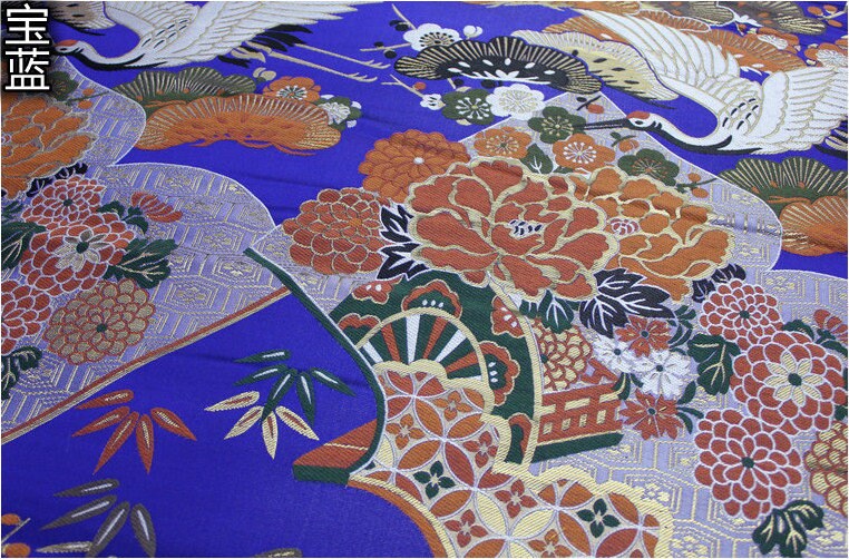 Crane Jacquard Satin Fabric: Japanese Style Sewing & Upholstery
