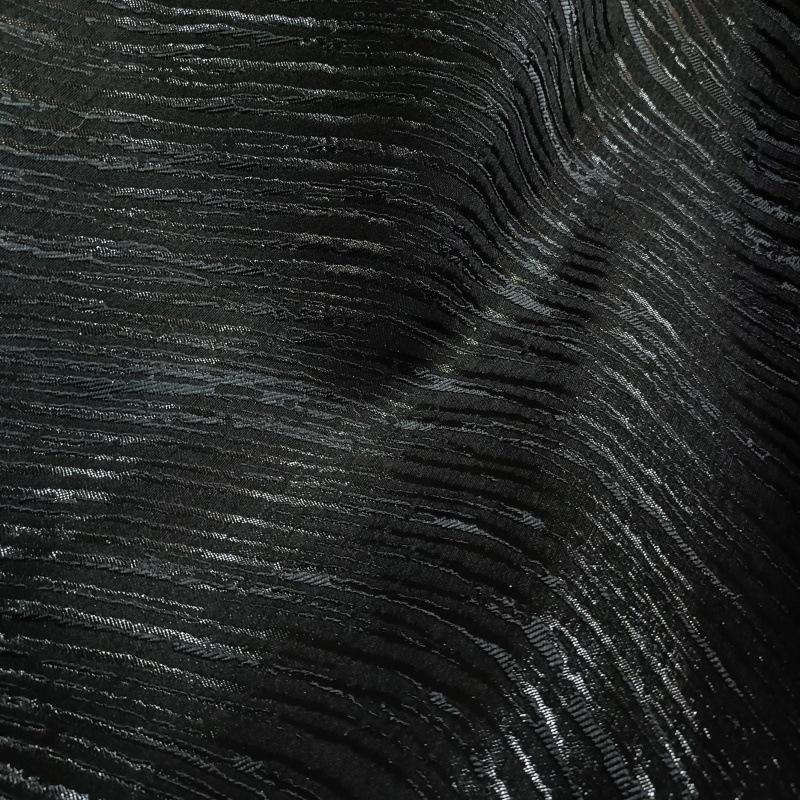 Jacquard Fabric - Ripple Texture with Gold Stripes, 60" Wide