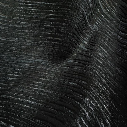 Jacquard Fabric - Ripple Texture with Gold Stripes, 60" Wide