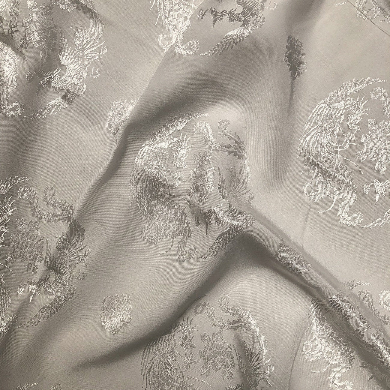 Dragon & Phoenix Jacquard Satin Damask Fabric - 59" Wide