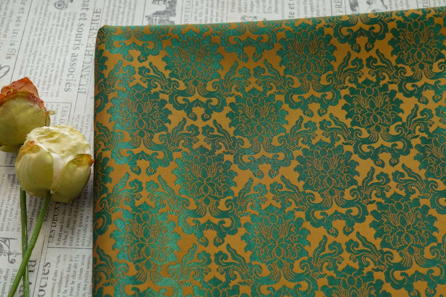 Passionflower Brocade Jacquard Fabric: Rayon Blend for Dressmaking & Crafts