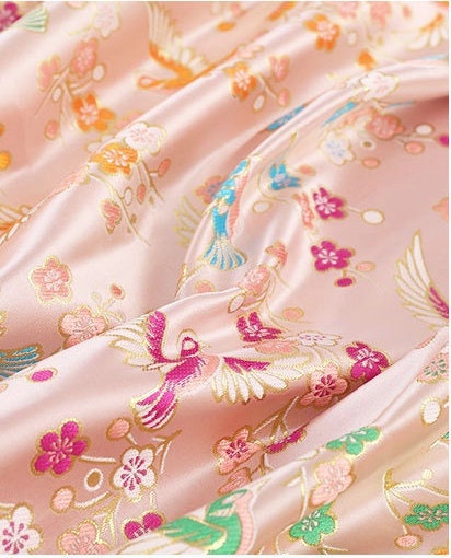 Bird Pattern Rayon Brocade Fabric: 57"W Cheongsam Costume Material