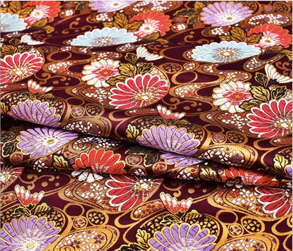 Japanese Floral Brocade Fabric: Modern Fans, Quilting & Upholstery