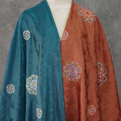 Embroidered Lotus Silk Brocade Fabric: Tibetan Robe, Cheongsam Sewing Material
