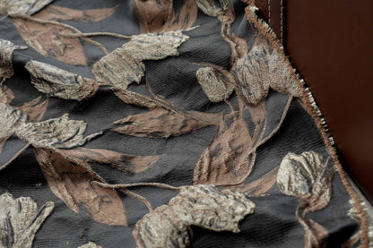 Tissu jacquard réversible, tissu tissé à motif tulipe dorée en relief, 160 cm de large