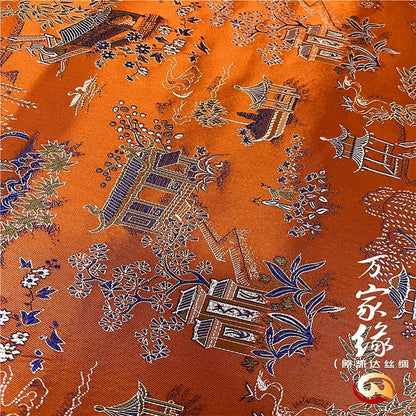 Qingming River Silk Brocade Fabric: Jacquard Damask, Upholstery & Costume (45"W)