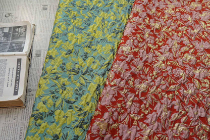 Embossed Floral Jacquard Fabric ��� Gold & Silver Threa" Wide
