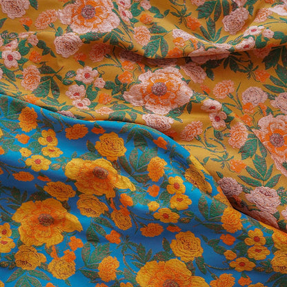 Floral Jacquard Fabric: Lurex Woven Upholstery, Prom Dress Sewing (54" W)