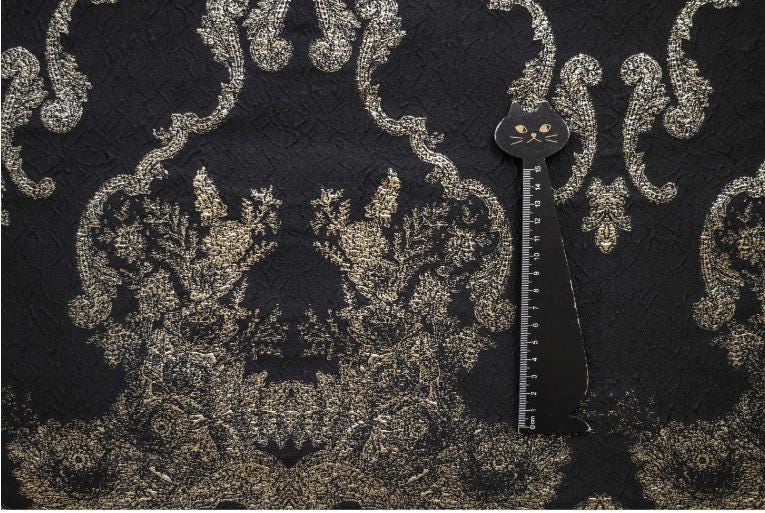 Gold Thread Jacquard Fabric: 3D Oil Painting Texture, 55" Wide