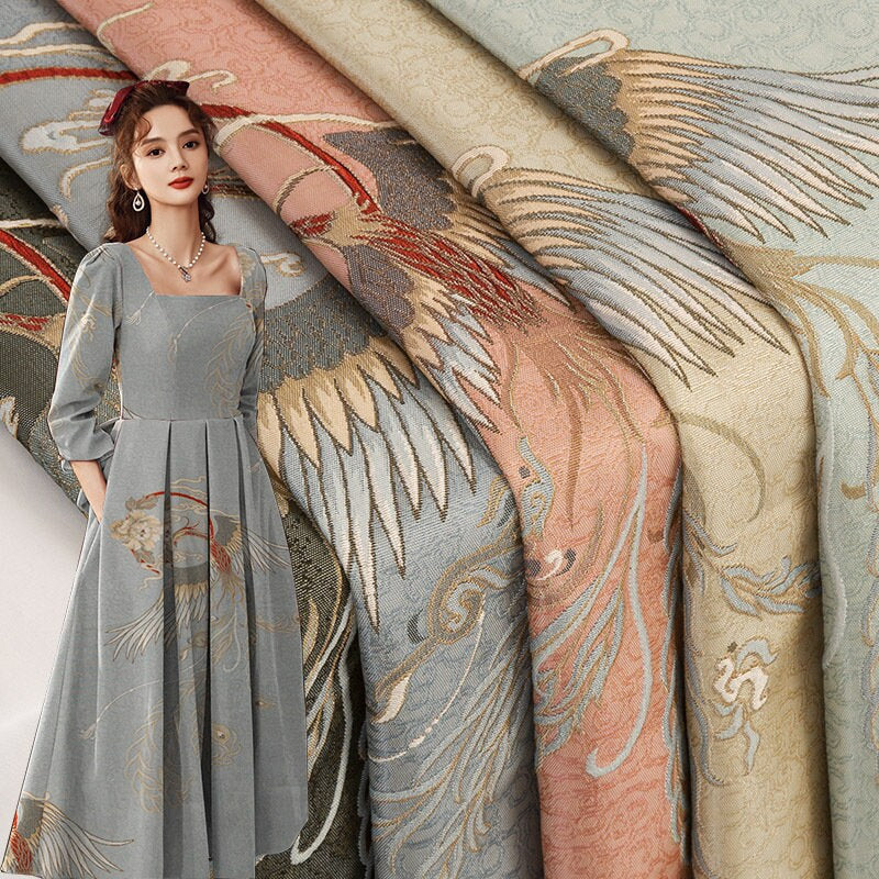 Tissu jacquard Phoenix : ameublement 3D, costumes et décoration - 145 cm de large