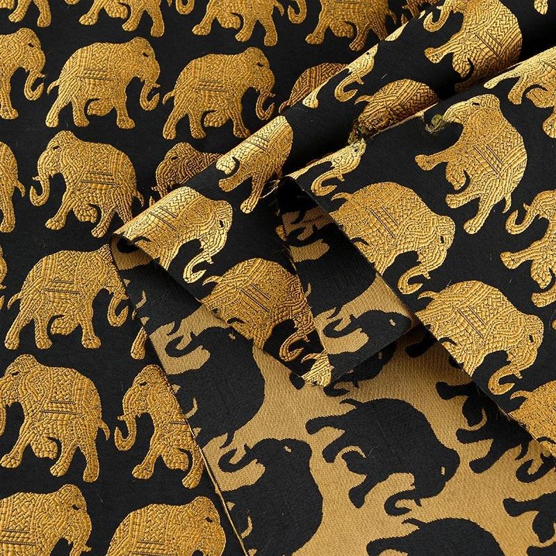 Gold Thread Elephant Jacquard Fabric: 3D Texture Upholstery, 55"W