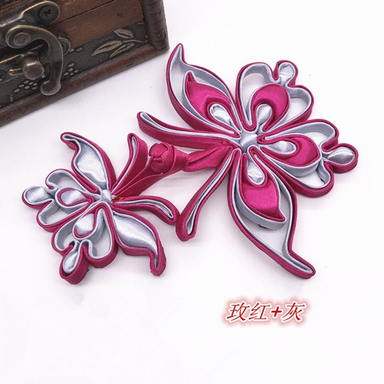 Satin Butterfly Cheongsam Buttons: Decorative Knot Fasteners (Pair) - Poppylollipop