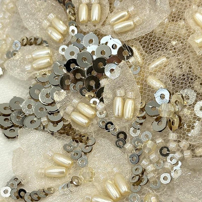 Embroidered Sequin Blossom Lace Fabric: Couture Bridal Appliqu��" Wide