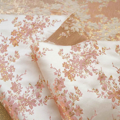Gold Thread Floral Jacquard Fabric: 3D Texture Upholstery, 58"W