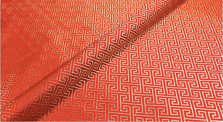 Brocart de soie rouge : tissu d'ameublement et de couture à motifs floraux traditionnels, 150 cm de large