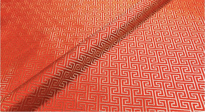 Brocart de soie rouge : tissu d'ameublement et de couture à motifs floraux traditionnels, 150 cm de large