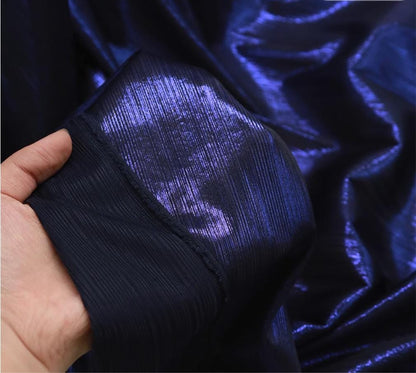 Metallic Foil Striped Knit Fabric: 4-Way Stretch, 56" Wide