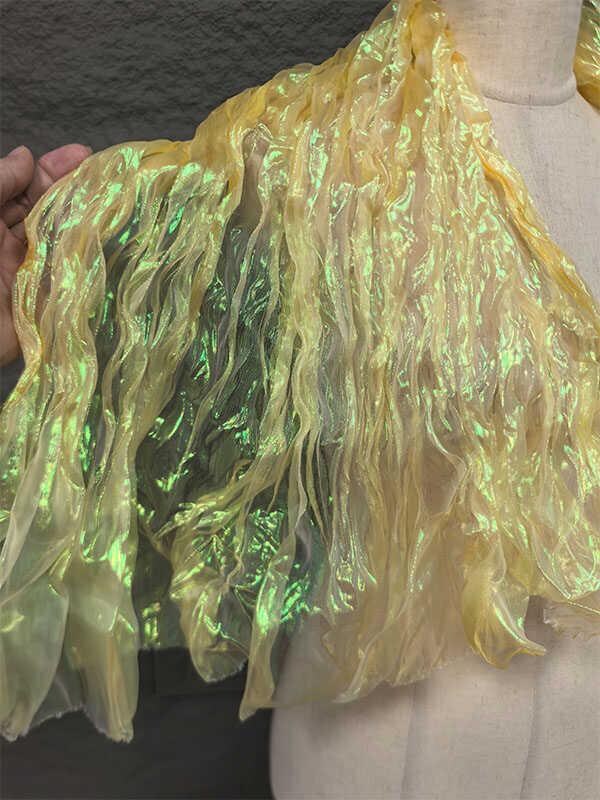 Mermaid Iridescent Pleated Organza Fabric - 55" Wide