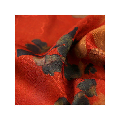 Tissu satiné rouge à imprimé floral - 150 cm de large