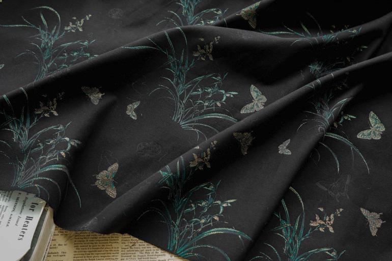 Butterfly Brocade Fabric: Japanese Silky Upholstery, Costume, Decor