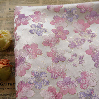 Sakura Silk Brocade Fabric: Japanese Floral Decor, 65" Wide
