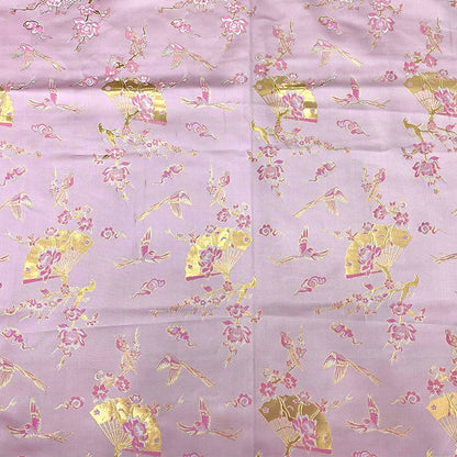 Pink Bird Jacquard Satin Fabric: Antique Cheongsam Brocade