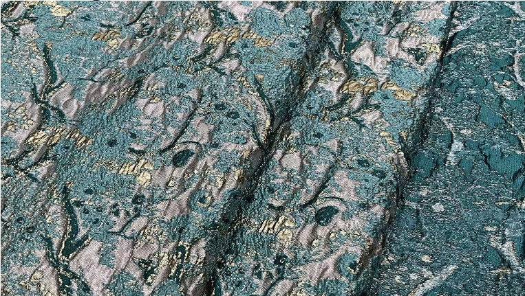 Malachite Green Jacquard Fabric: 100% Polyester Upholstery, Costume, Decor - 57"W