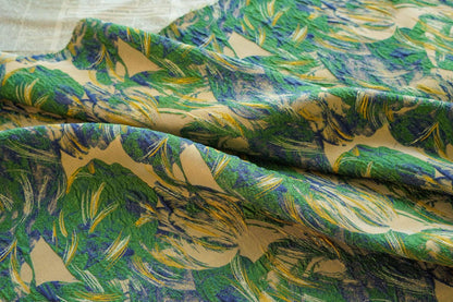 Gold Thread Jacquard Fabric: Oil Painting Style, 54" Wide