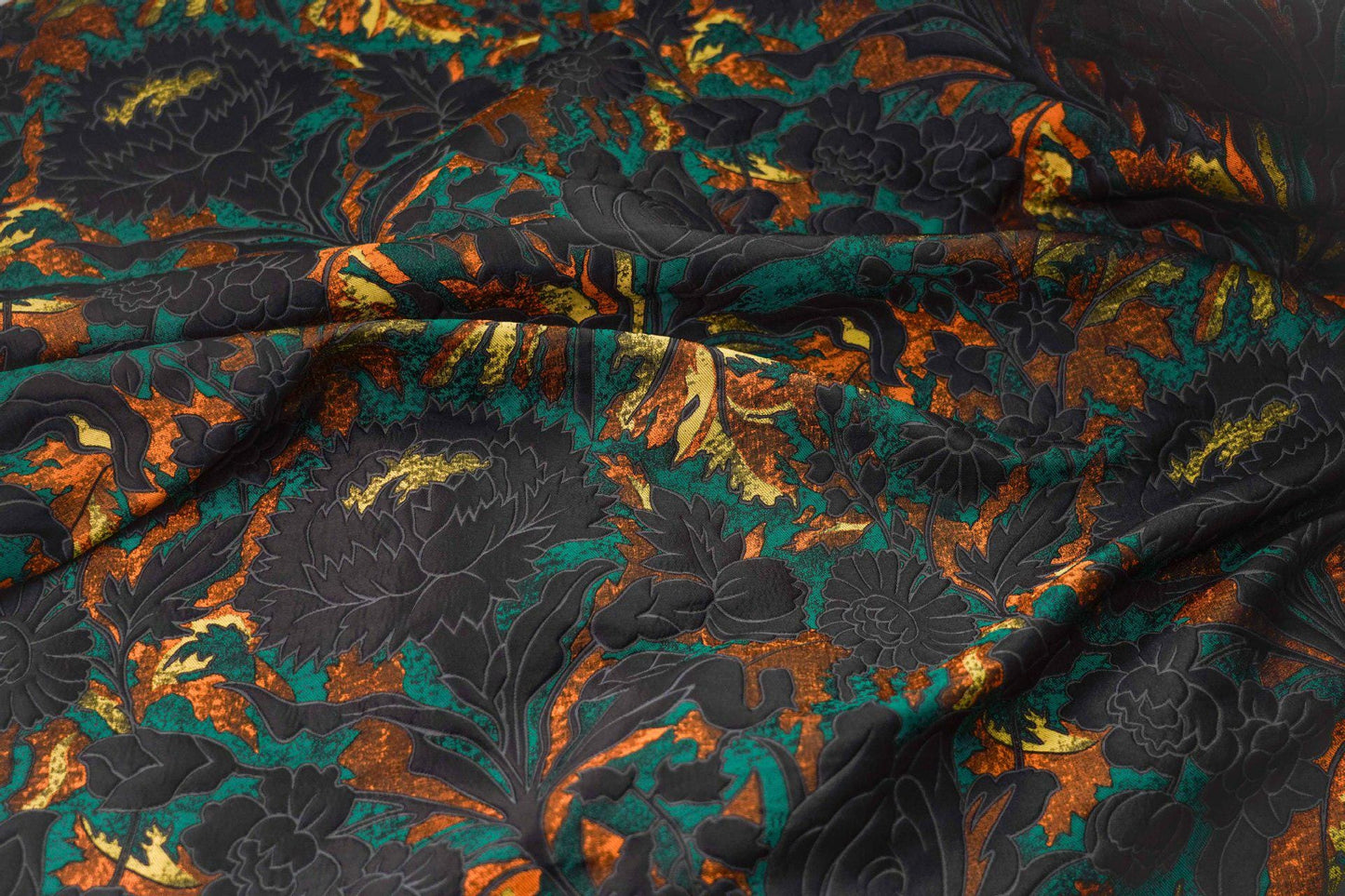 Gold Thread Jacquard Fabric: 3D Oil Painting Texture, 64" Wide