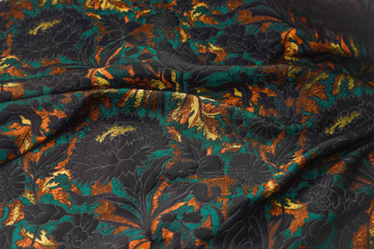 Gold Thread Jacquard Fabric: 3D Oil Painting Texture, 64" Wide