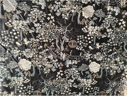 Gold Thread Jacquard Fabric: 3D Floral Designer Fabric - 59" Wide