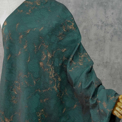 Vintage Moss Green Jacquard Brocade Fabric: Textured Sewing Material (60" Wide, By The Meter)