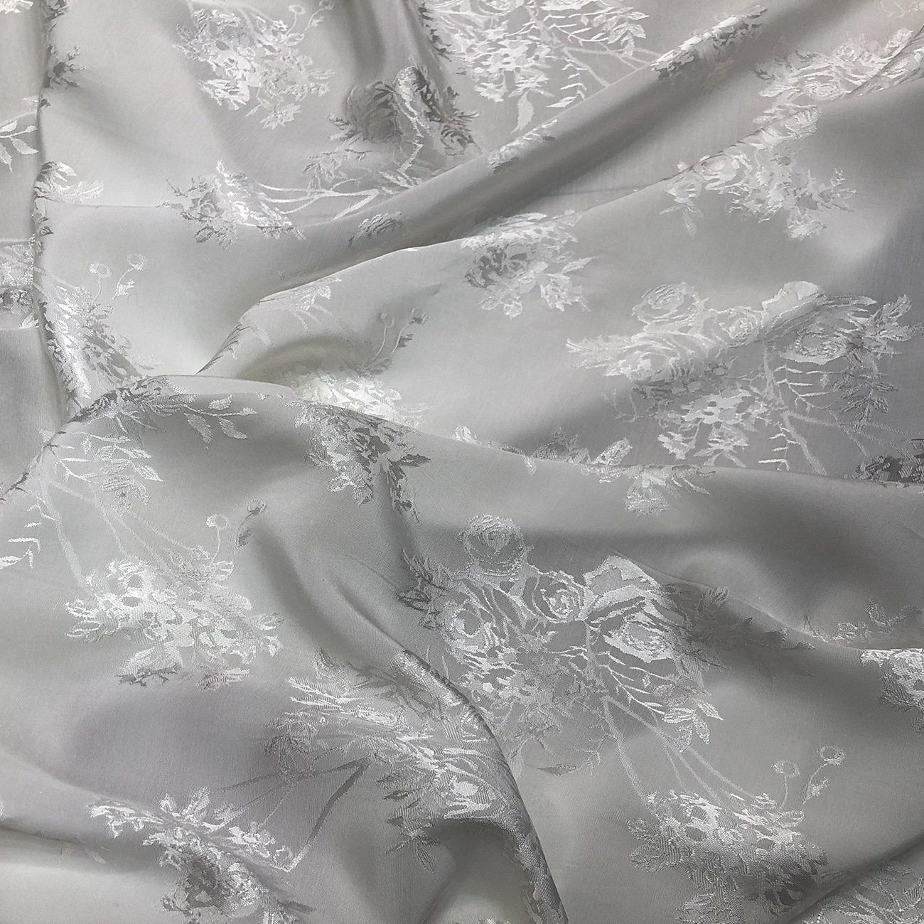 Tissu d'ameublement en rayonne jacquard satin damassé rose - Largeur 59 pouces