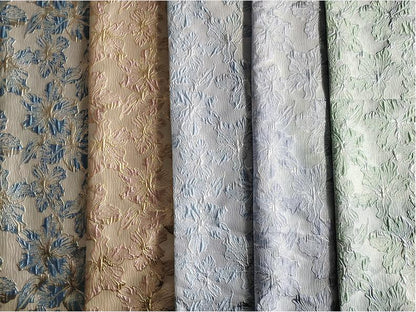 Lily Flower Jacquard Fabric ��� Gold Thread Embossed Brocade for Sewing, Crafts & Quilti"Wide