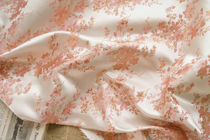 Gold Thread Floral Jacquard Fabric: 3D Texture Upholstery, 58"W