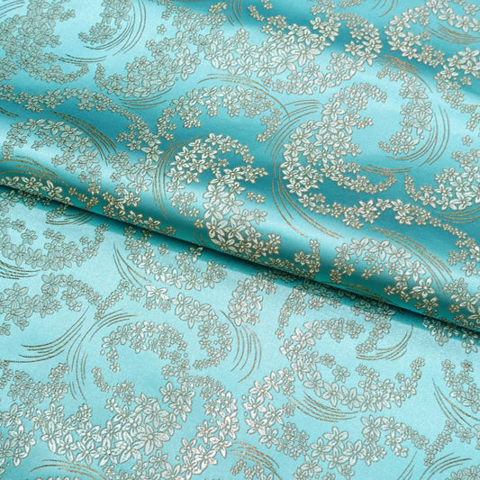 Brocart de soie, motif fleur de lune, largeur 114 cm (45 po) - Vendu au mètre