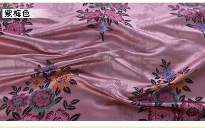 Tissu brocart jacquard à motifs floraux : rayonne rouge (matériel de couture)