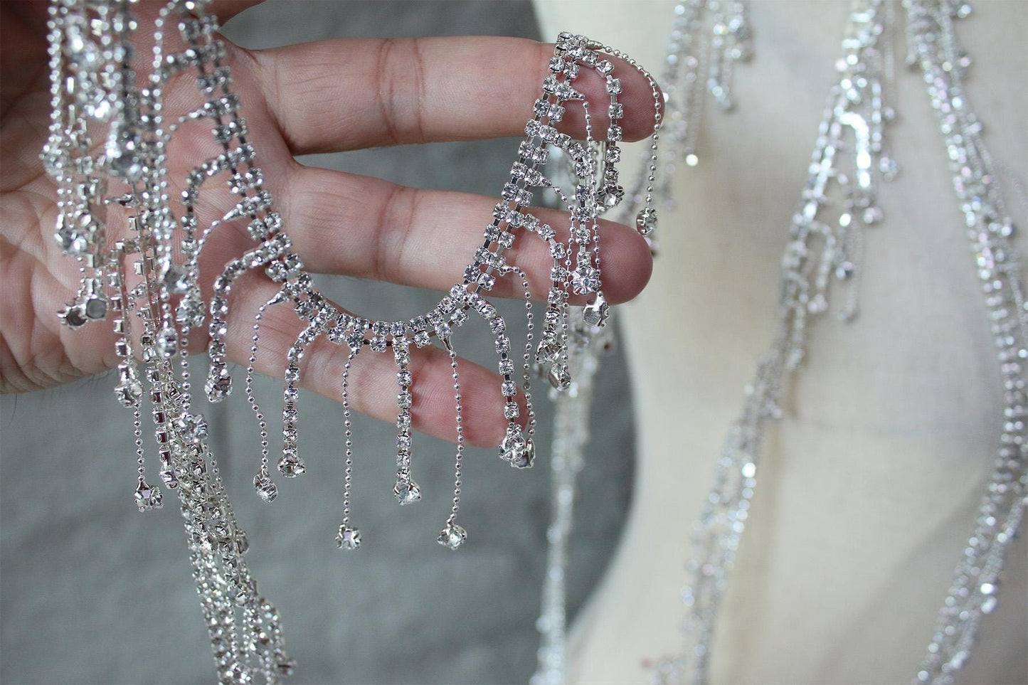 Chaîne à pompons en strass : garniture à paillettes de cristal, accessoire de robe de mariée à faire soi-même
