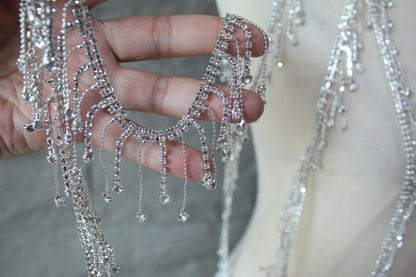 Chaîne à pompons en strass : garniture à paillettes de cristal, accessoire de robe de mariée à faire soi-même