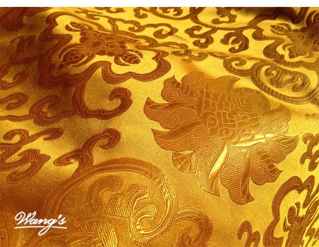 Gold Brocade Fabric: Chinese Jacquard Satin, Home Decor Sewing Fabrics