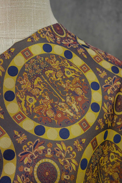 Gold Brocade Jacquard Fabric: Retro Palace Style Damask, 58" Wide