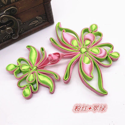 Satin Butterfly Cheongsam Buttons: Decorative Knot Fasteners (Pair) - Poppylollipop
