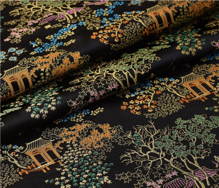 Tissu brocart de soie chinois ancien : Ameublement et couture (59 po de largeur)