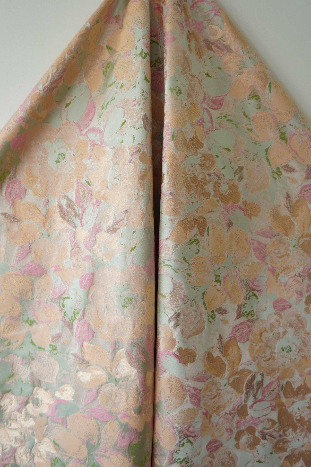 Floral Jacquard Fabric: Oil Painting Style, 58" Wide - By The Meter