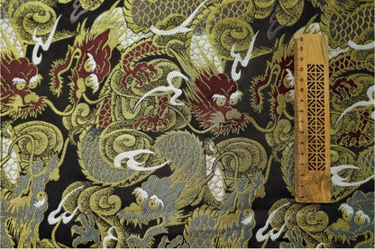 59"W Nishijin Chinese Dragon Brocade Fabric: Modern Jacquard Rayon Silk by Meter
