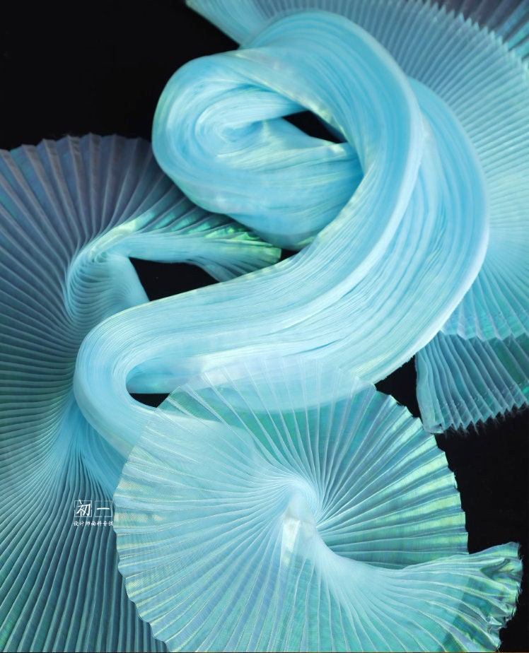 Mermaid Pleated Organza Fabric: 55" Wide Designer Material