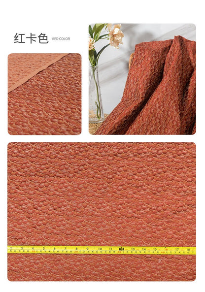 Japanese Pine Needle Brocade Fabric: Red Silk Rayon Damask (59" W)