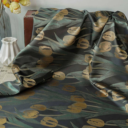 Jacquard Tulip Fabric: Retro Style Yarn-Dyed Upholstery (65"W)